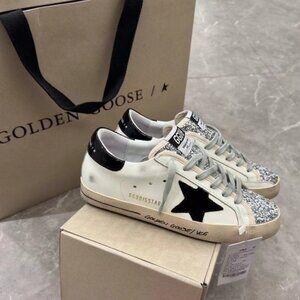 Golden Goose White and Black Star Sneakers